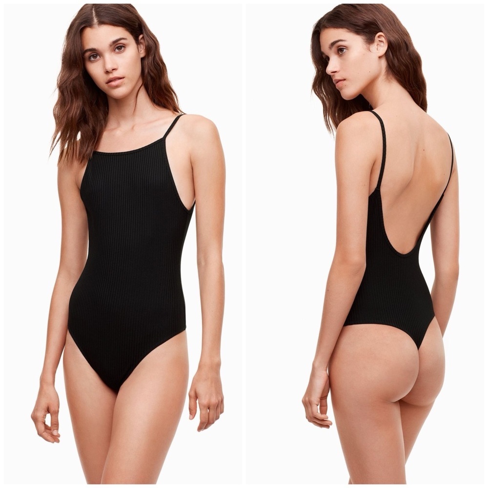 Aritzia Black Ribbed Bodysuit